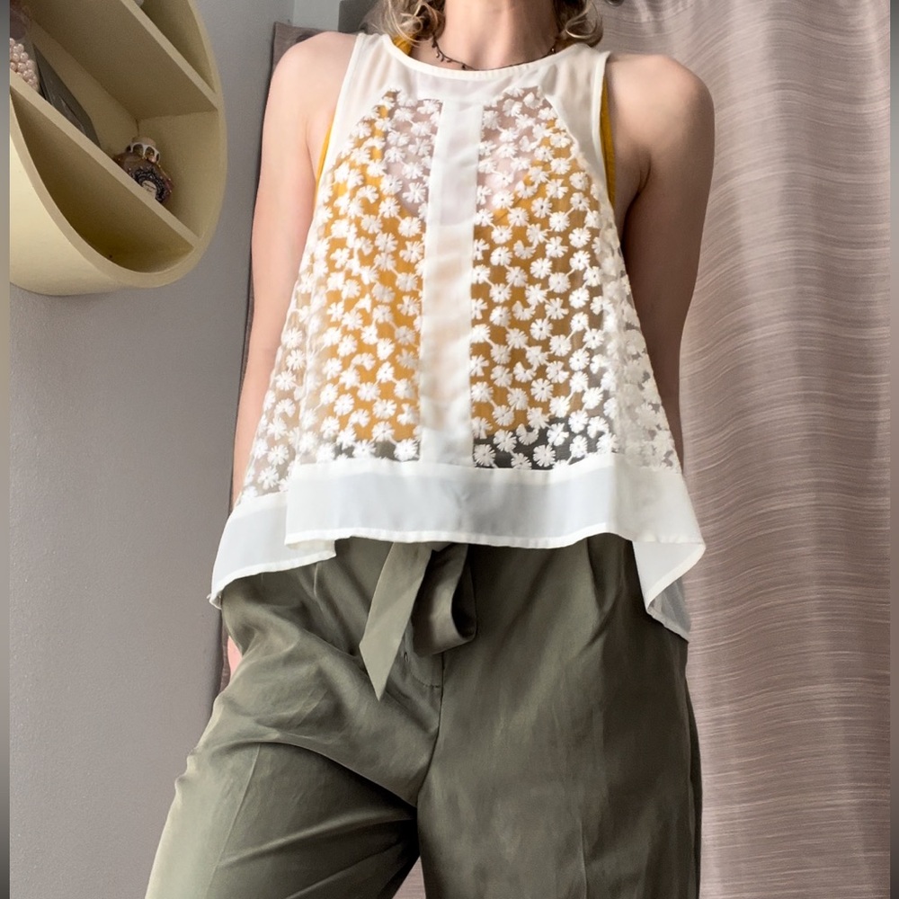Sheer Flower Spring Tank Top